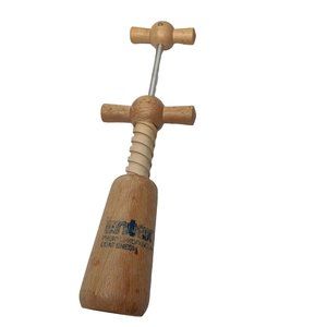 Vintage Wooden Corkscrew Double Twist Entex LA Branded Rep Swag Wine Opener